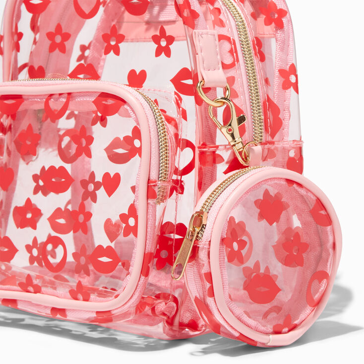 Red Status Icons Clear Medium Backpack,