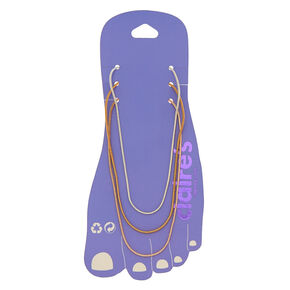 Mixed Metal Chain Anklets - 3 Pack,