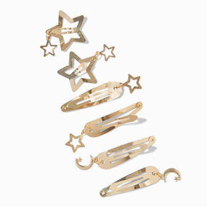 Gold Celestial Snap Hair Clips - 6 Pack,