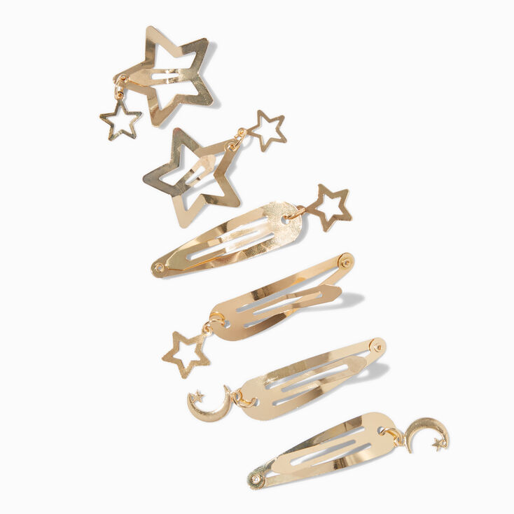 Gold Celestial Snap Hair Clips - 6 Pack,