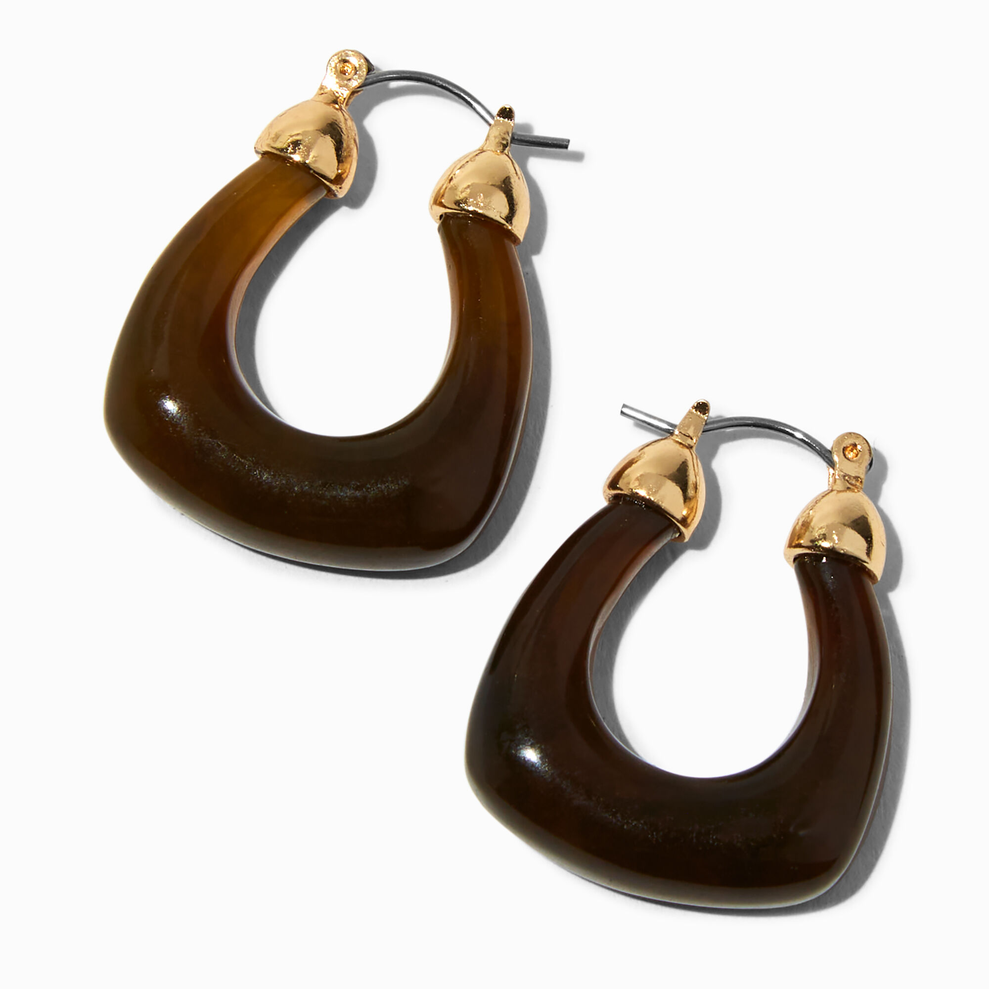 View Claires Tortoiseshell Horn 30MM Hoop Earrings Gold information