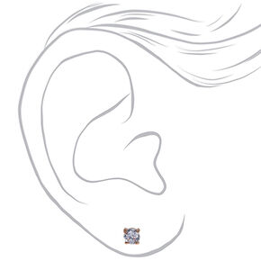 Rose Gold-tone Cubic Zirconia 5mm Round Stud Earrings,