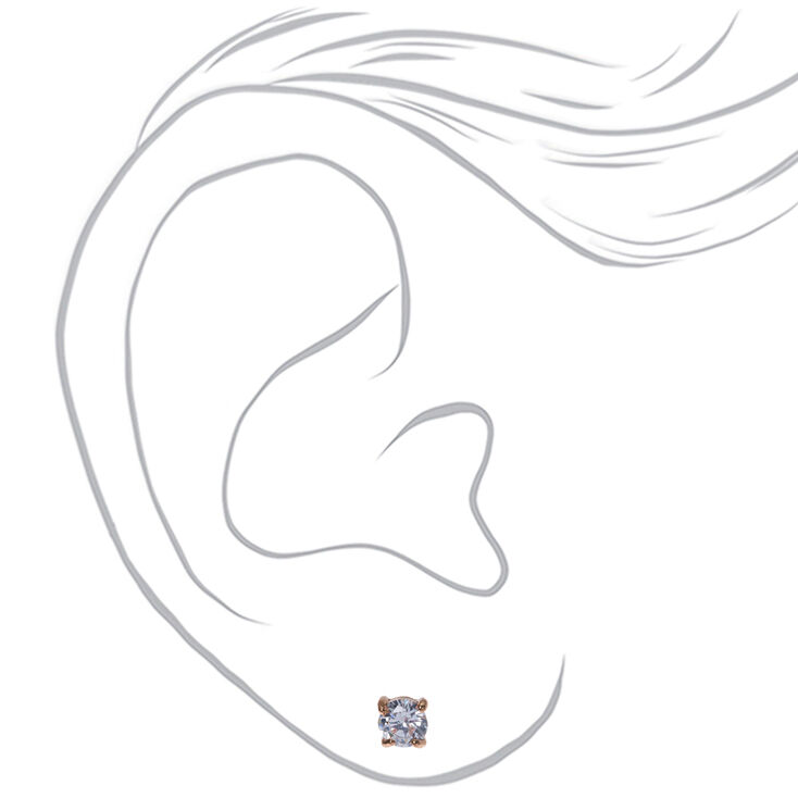 Rose Gold-tone Cubic Zirconia 5mm Round Stud Earrings,