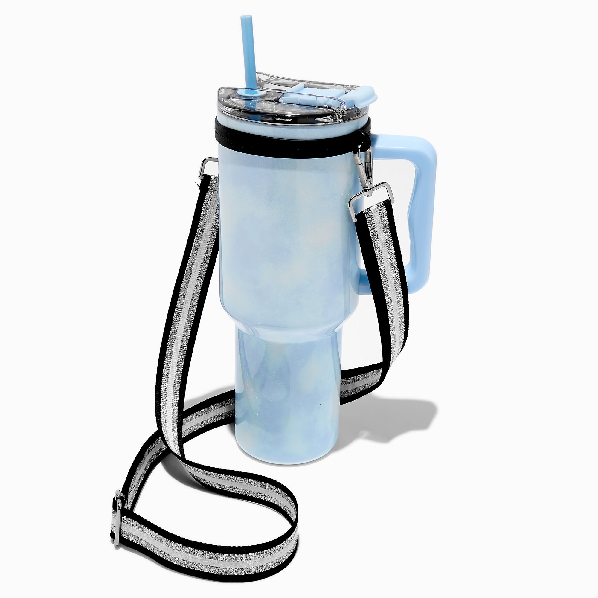 Black & White Striped Crossbody Water Bottle Strap,