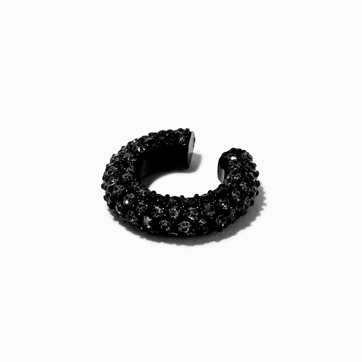 Manchette d&#39;oreille &eacute;paisse pav&eacute; strass noire,