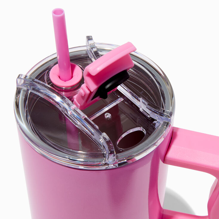 Pink Shimmer Stainless Steel Handled Tumbler,