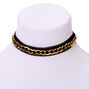 Gold Fishnet Chain Choker Necklace - Black,