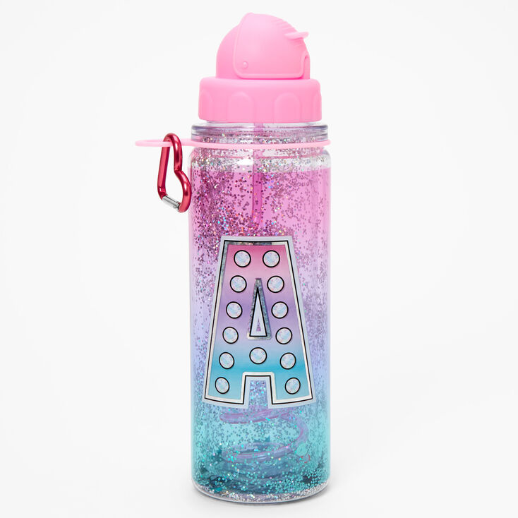 Initial Water Bottle - Pink, A,