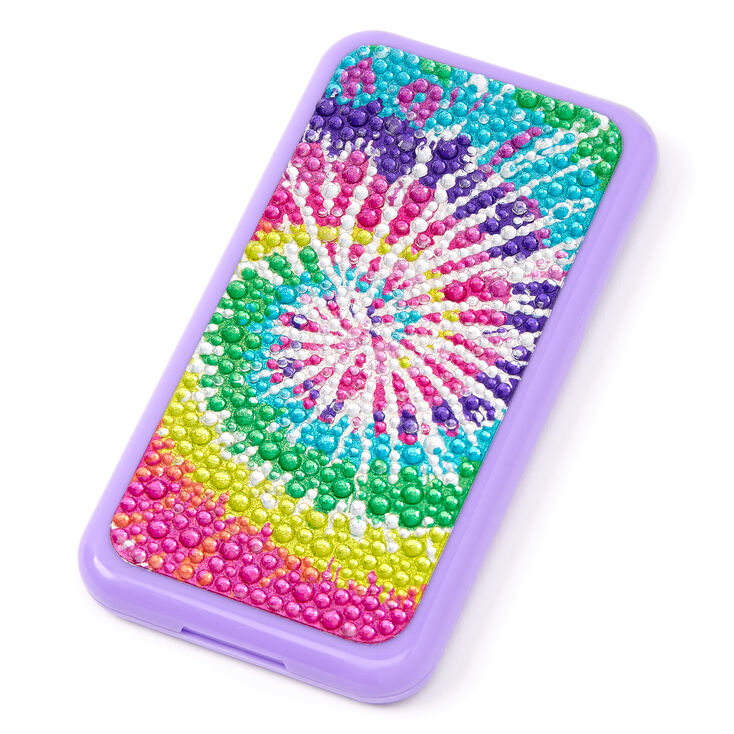 Rainbow Tie Dye Cell Phone Bling Makeup Set - Purple,