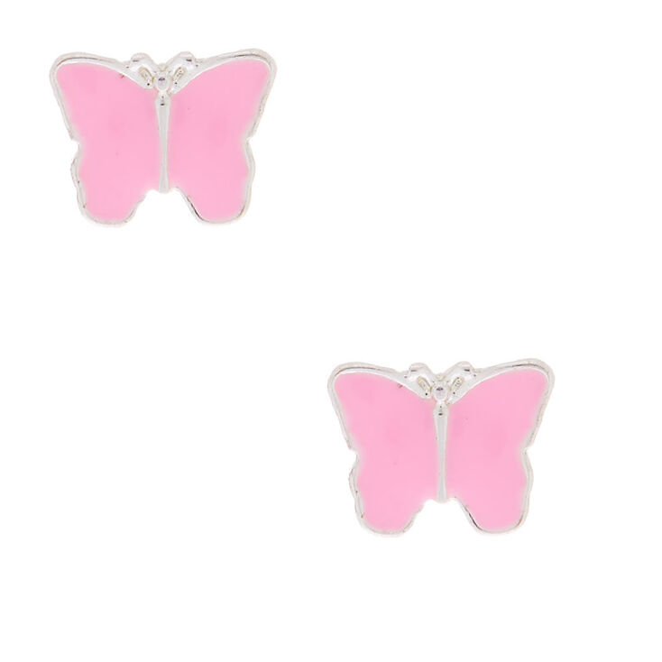 Butterfly Stud Earrings - Pink,