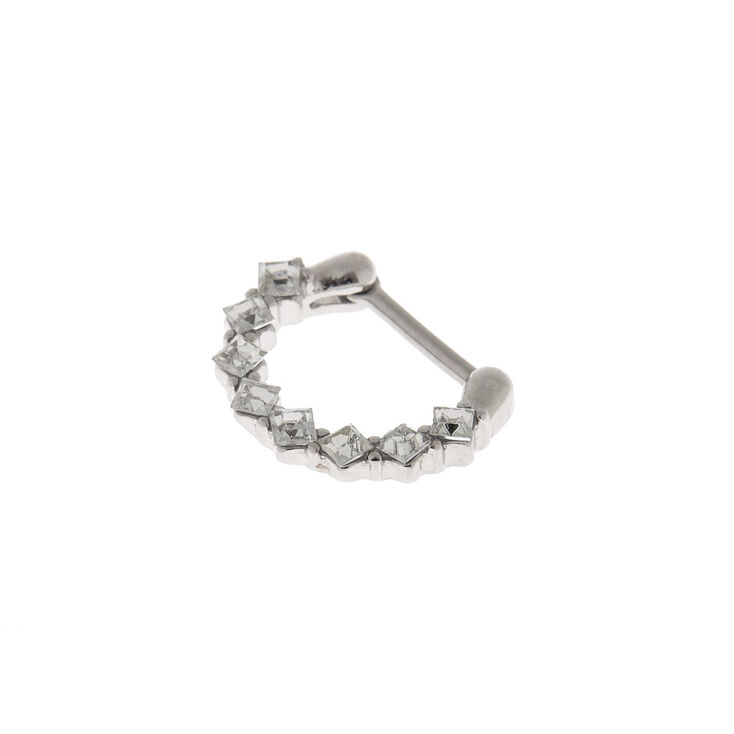 Claire's Anneau de septum avec pierre 16 g couleur argenté