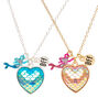 Best Friends Mermaid Scales Heart Pendant Necklaces,