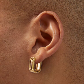 Gold-tone Stainless Steel Textured U-Shape Hoop Earrings,