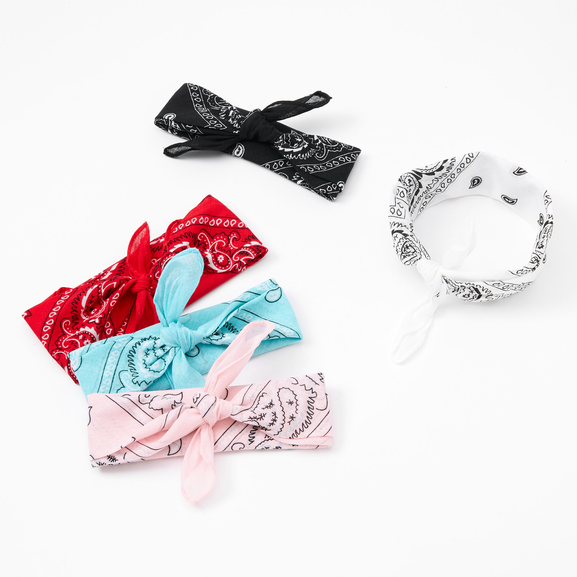 Claire's Club Mixed Paisley Bandana Headwraps - 5 Pack,