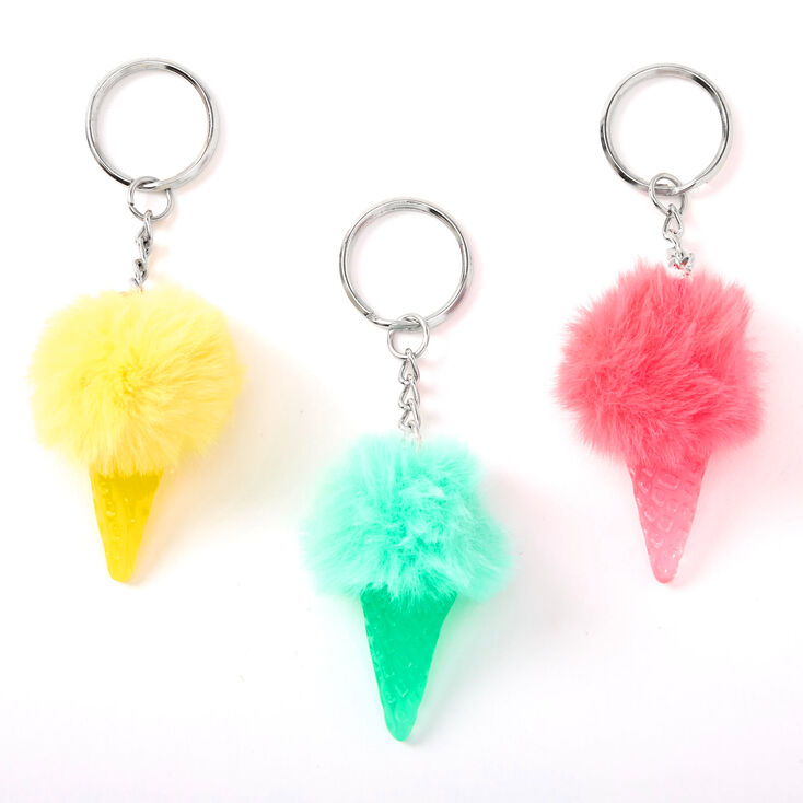 Porte-cl&eacute;s best friends cornets de glace en peluche fluo - Lot de 3,