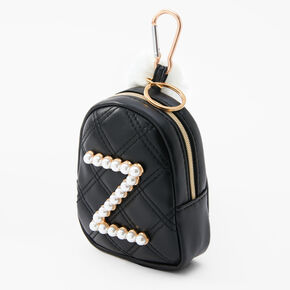Initial Pearl Mini Backpack Keychain - Black, Z,