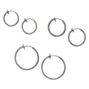 Hematite Graduated Clip On Hoop Earrings - 3 Pack,