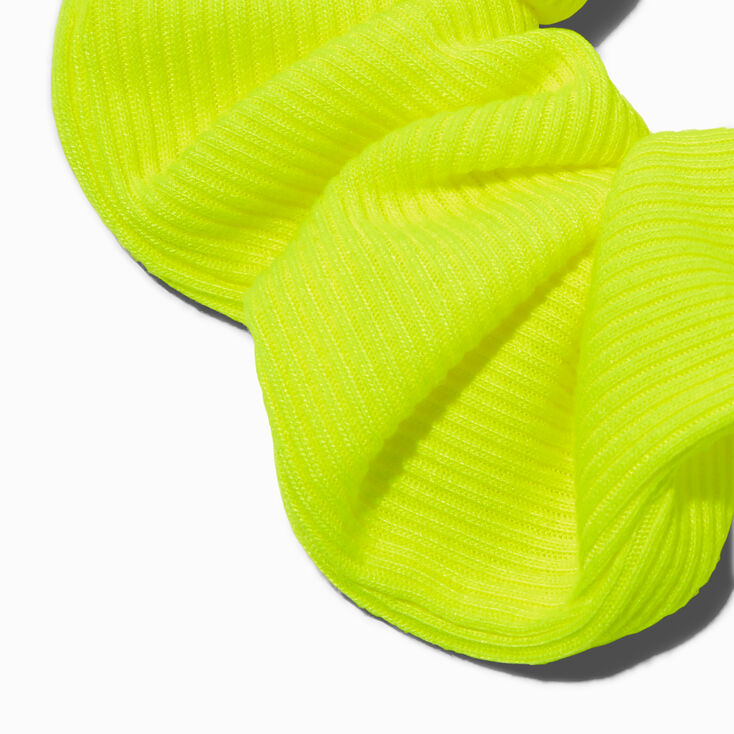 Ribbed Neon Yellow Hair Scrunchie,