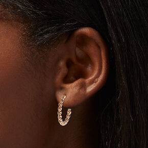 Gold-tone Textured Huggie Hoops - 6 Pack,