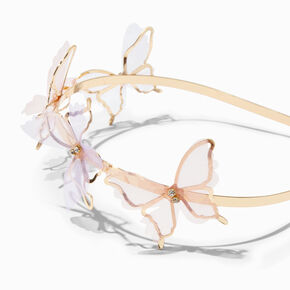 Gold Organza Butterfly Metal Headband,