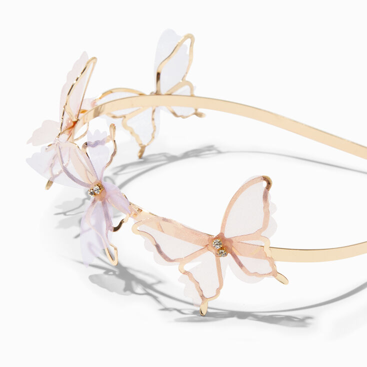 Gold Organza Butterfly Metal Headband,