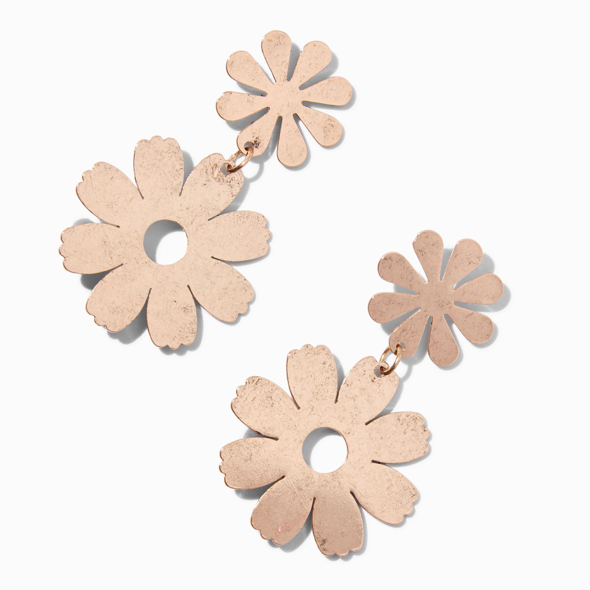 View Claires Tone Weathered Daisy 25 Drop Earrings Gold information