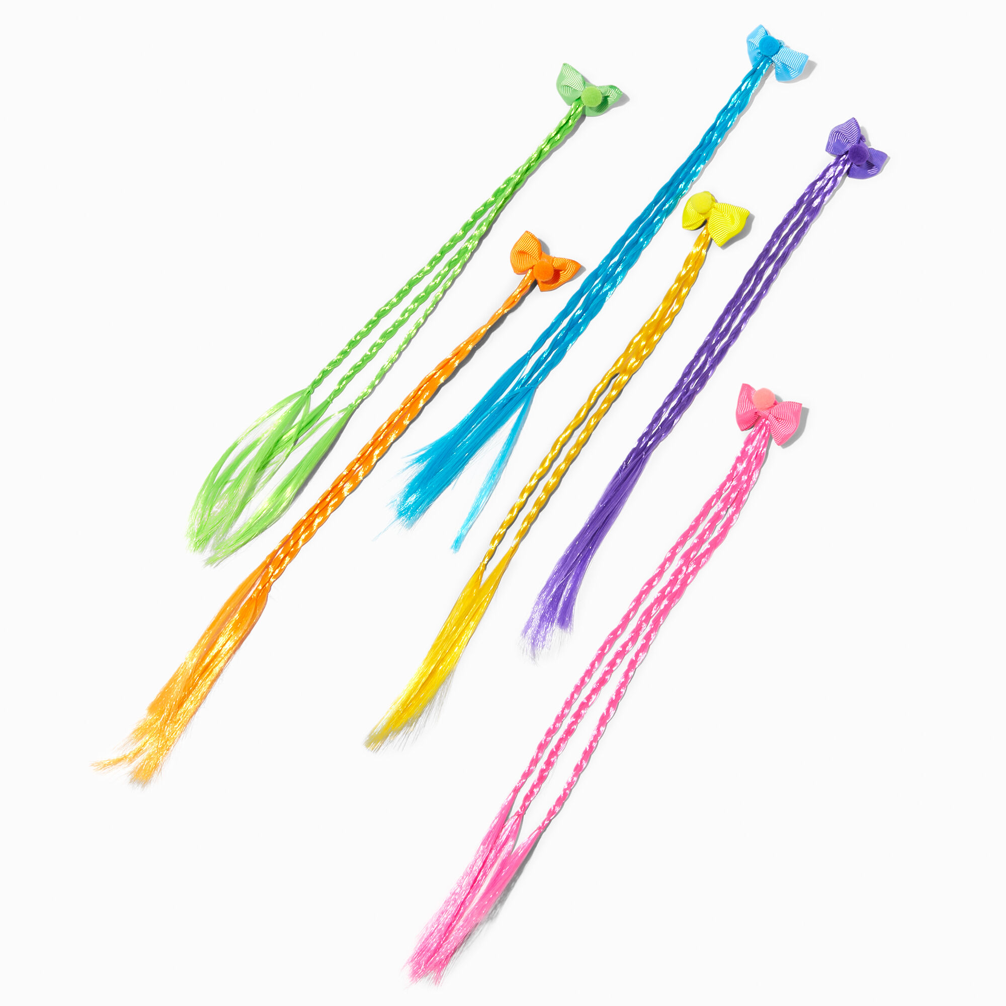 Colourful Faux Braids Bow Hair Clips - 6 Pack,