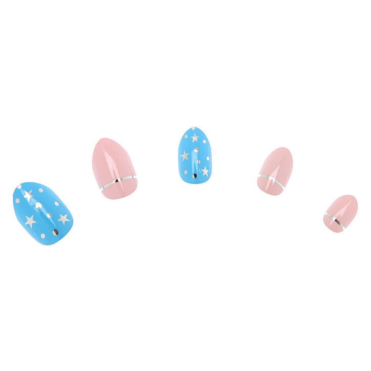 Claire's Faux ongles autocollants stiletto motif étoiles aux tons pastel - Lot de 24