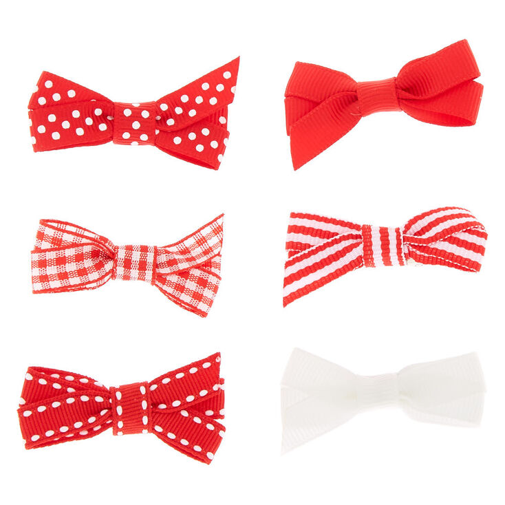 Claire&#39;s Club Hair Bow Clips - Red, 6 Pack,