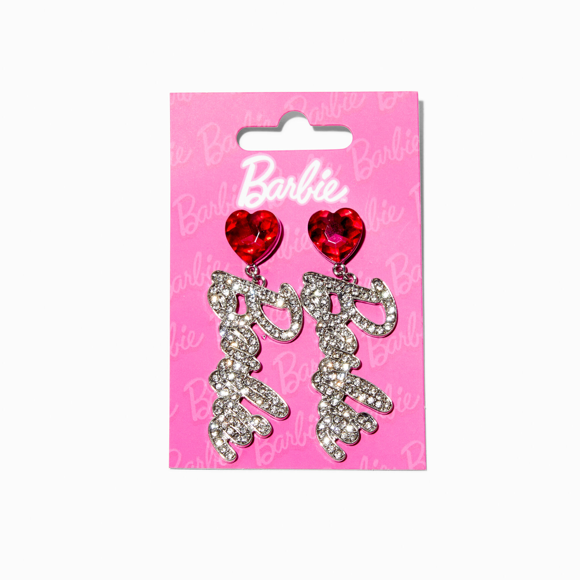 View Claires Barbie Heart Drop Earrings Red information