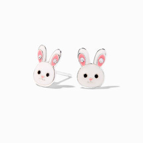 Clous d&#39;oreilles en argent lapin &eacute;maill&eacute;s,