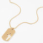 Gold Cross Dog Tag Pendant Chain Necklace,