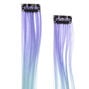 Extensions de cheveux synth&eacute;tiques &agrave; clip avec d&eacute;grad&eacute; bleu et rose pastel - Lot de 2,