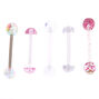 Lot de 5&nbsp;barres de piercing de langue transparents &agrave; paillettes,