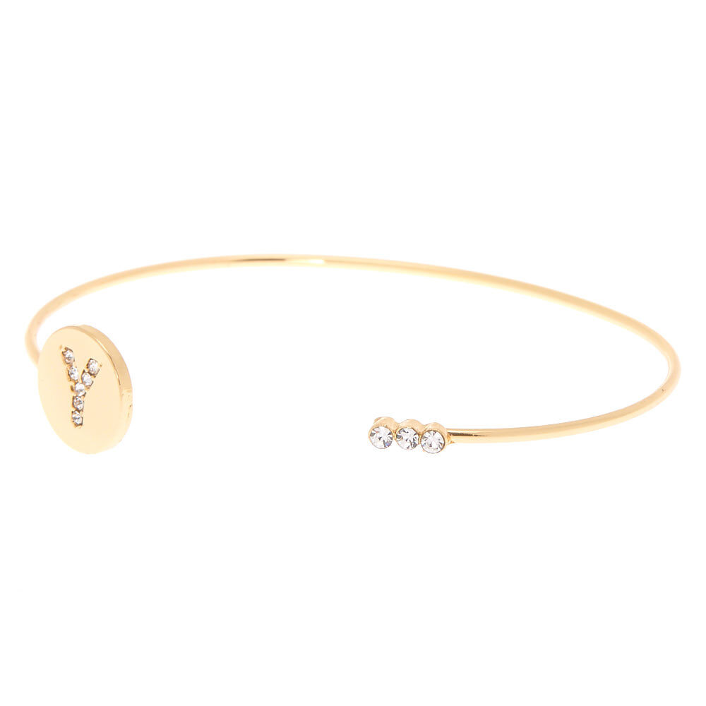 Gold Initial Cuff Bracelet - Y,