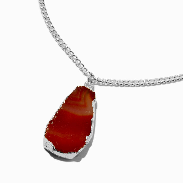 Red Agate Long Pendant Necklace,