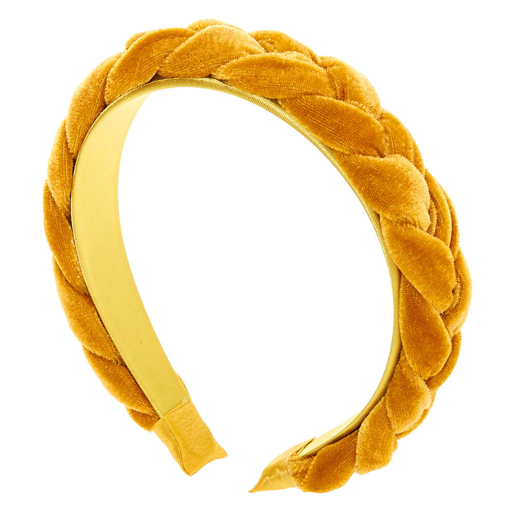 Suede Braided Headband - Mustard,
