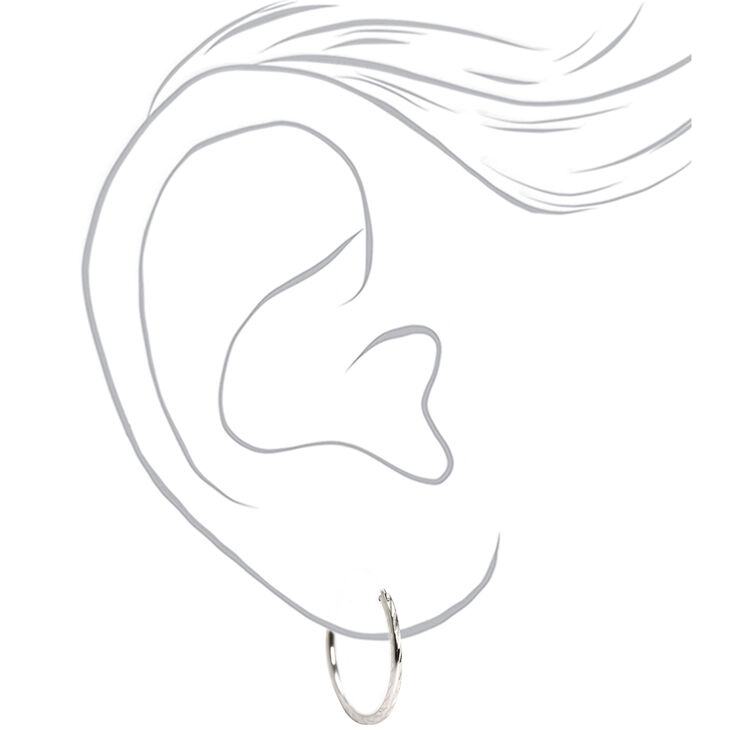 Sterling Silver 16MM Textured Hoop Earrings,