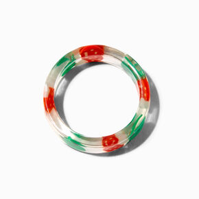 Red Mushrooms &amp; Green Frogs Resin Ring,