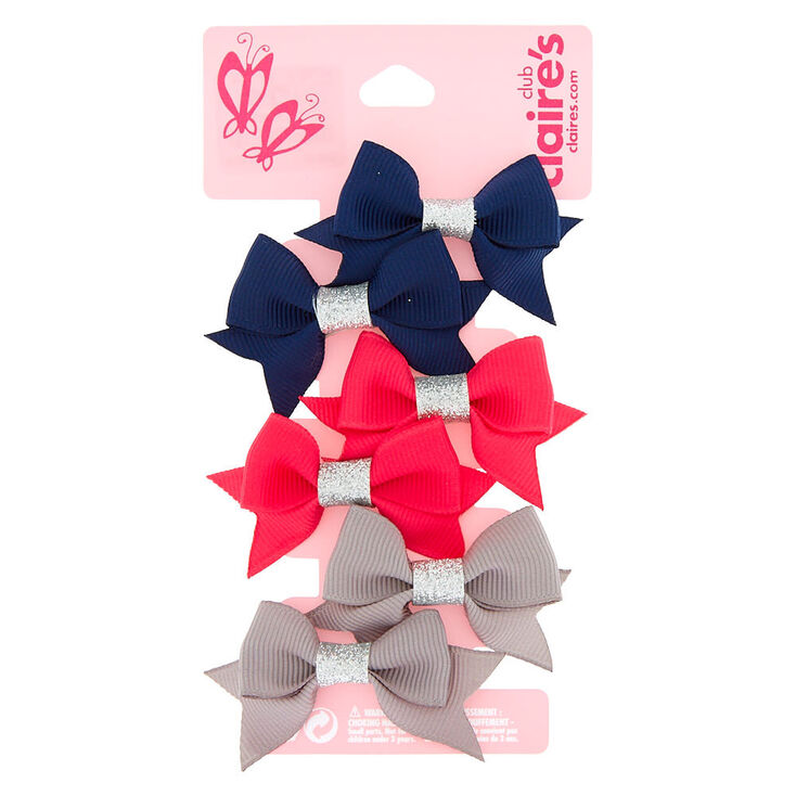 Claire&#39;s Club Glitter Bow Hair Clips - 6 Pack,