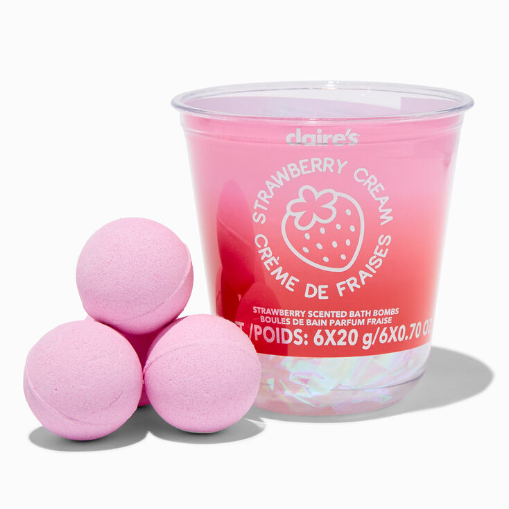 Strawberry Cream Scented Bath Bomb Set - 6 Pack,