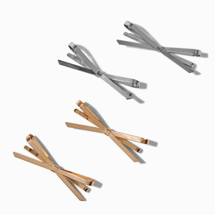 Pinces &agrave; cheveux &agrave; n&oelig;uds m&eacute;talliques en m&eacute;taux mixtes - Lot de 4,