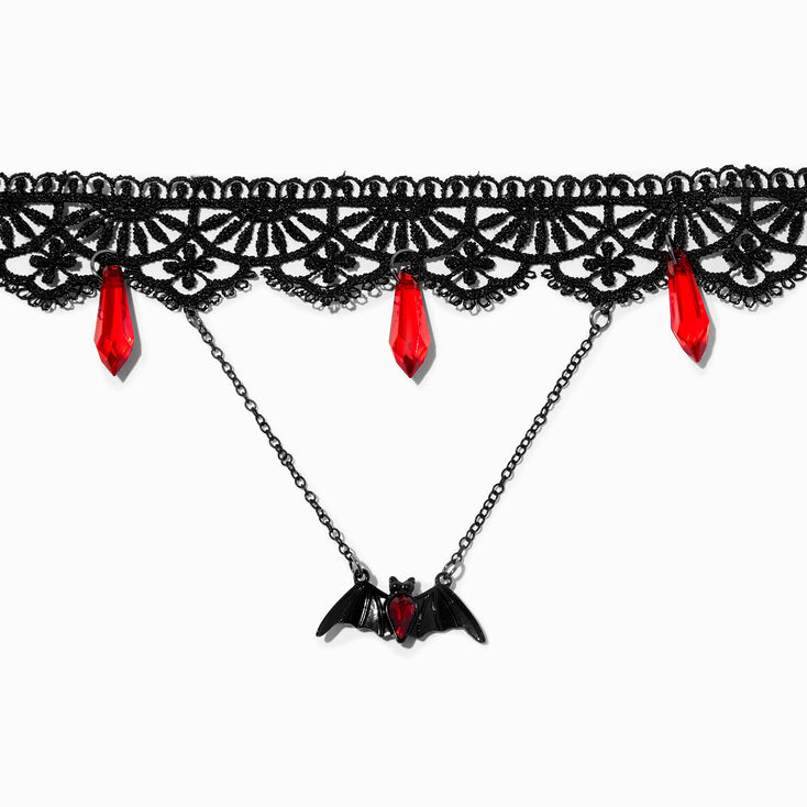 Ras-de-cou dentelle chauve-souris noir Halloween,