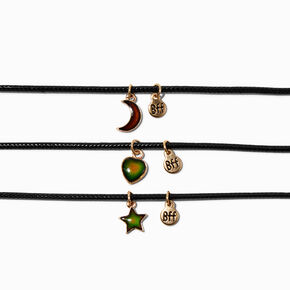 Colliers en cordon noir avec pendentif ic&ocirc;ne d&#39;humeur best friends - Lot de 3,