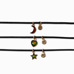 Best Friends Mood Icon Pendant Black Cord Necklaces - 3 Pack,