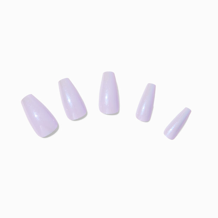 Glazed Lilac Coffin Vegan Faux Nail Set - 24 Pack,