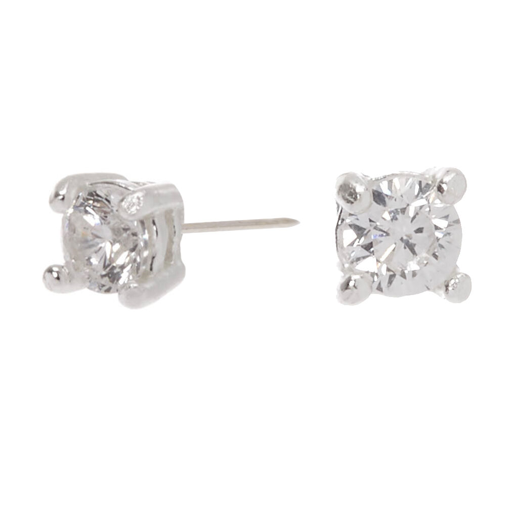 Sterling Silver Cubic Zirconia Round Stud Earrings - 2MM,