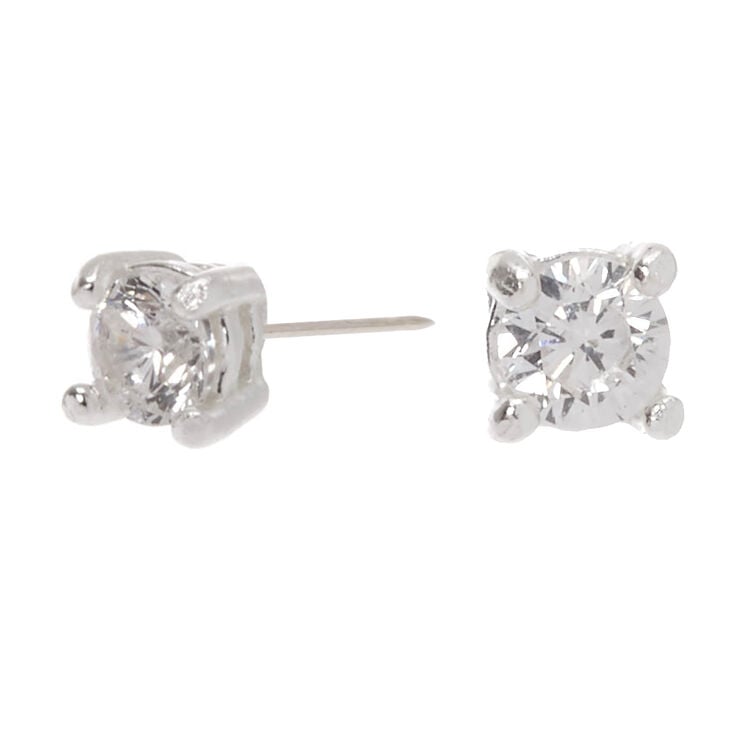 Sterling Silver Cubic Zirconia Round Stud Earrings - 2MM | Claire's US