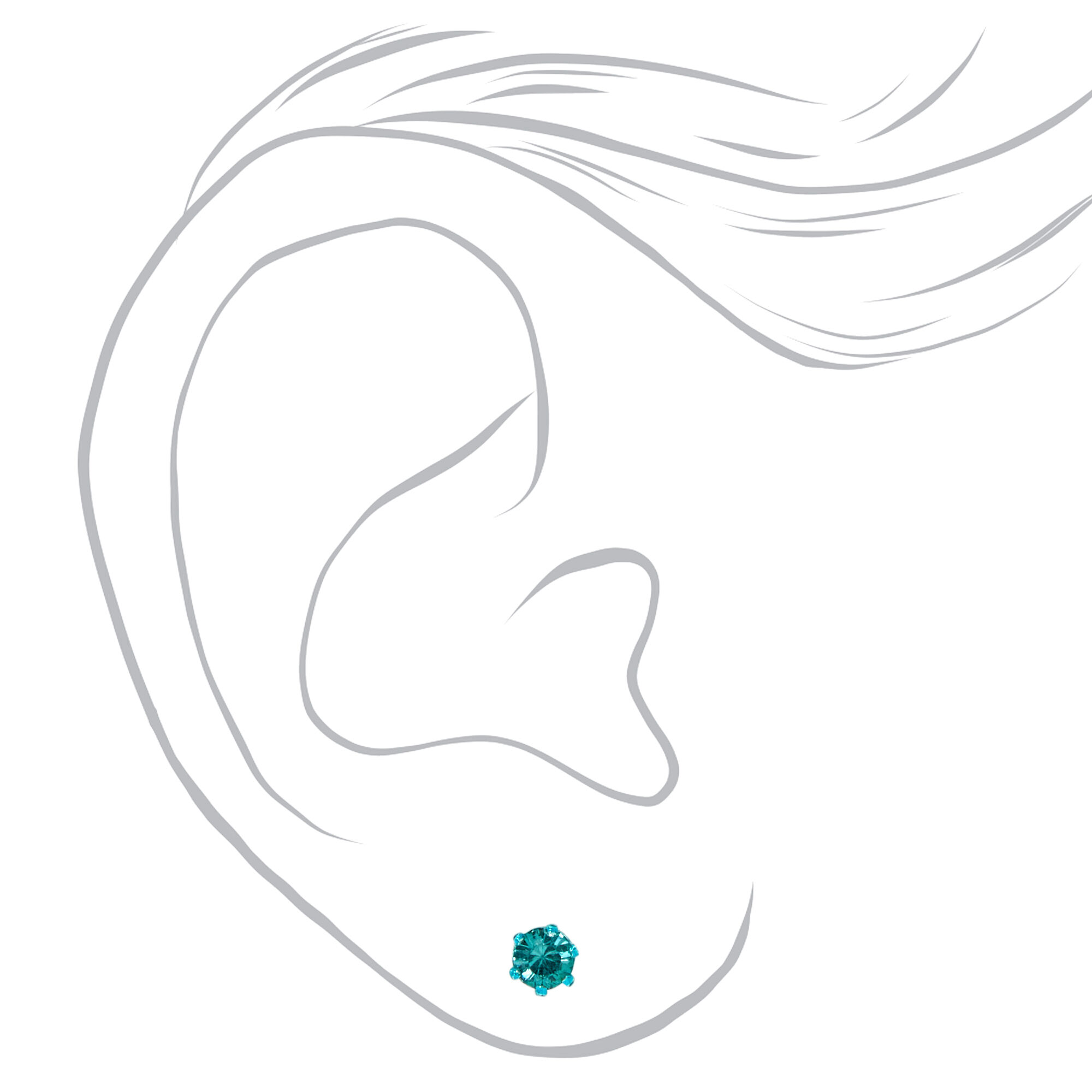 Clous d'oreilles 4 mm strass arc-en-ciel - Lot de 9,