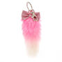 Porte-cl&eacute;s avec queue de renard en peluche rose et blanc,